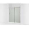 Sliding shower door, 74" H x 56-5/8 - 59-5/8" W, with 1/4" thick Frosted glass and blade handles