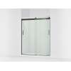 Sliding shower door, 74" H x 56-5/8 - 59-5/8" W, with 1/4" thick Crystal Clear glass