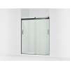 Sliding shower door, 74" H x 56-5/8 - 59-5/8" W, with 1/4" thick Crystal Clear glass