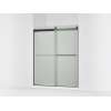 Sliding shower door, 74" H x 56-5/8 - 59-5/8" W, with 1/4" thick Frosted glass