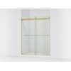 74" H sliding shower door with 1/4"-thick glass