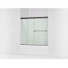 Sliding bath door, 55-1/2" H x 56-5/8 - 59-5/8" W, with 1/4" thick Crystal Clear glass