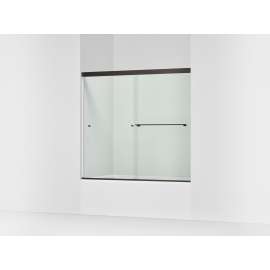 Sliding bath door, 55-1/2" H x 56-5/8 - 59-5/8" W, with 1/4" thick Crystal Clear glass