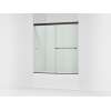 62" H sliding bath door with 5/16"-thick glass