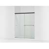 Sliding shower door, 70" H x 56-5/8 - 59-5/8" W, with 5/16" thick Crystal Clear glass