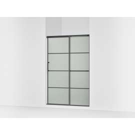Sliding shower door, 70-1/2" H x 44-1/4 - 47-5/8" W, with 1/4" thick Frosted glass with rectangular grille pattern