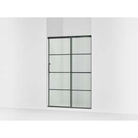 Sliding shower door, 70-1/2" H x 50-1/4 - 53-5/8" W, with 1/4" thick Crystal Clear glass with rectangular grille pattern
