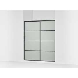 Sliding shower door, 70-1/2" H x 56-1/4 - 59-5/8" W, with 1/4" thick Frosted glass with rectangular grille pattern