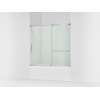 56-3/4" H sliding bath door with 1/4"-thick glass