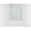 56-3/4" H sliding bath door with 1/4"-thick glass