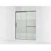 Sliding shower door, 75-1/2" H x 56-1/4 - 59-5/8" W, with heavy 5/16" thick Crystal Clear glass with privacy band