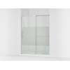 Sliding shower door, 75-1/2" H x 62-1/4 - 65-5/8" W with heavy 5/16" thick Crystal Clear glass with privacy band