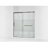 Sliding shower door, 75-1/2" H x 68-1/4 - 71-5/8" W, with heavy 5/16" thick Crystal Clear glass with privacy band