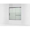 Sliding bath door, 56-3/4" H x 56-1/4 - 59-5/8" W with heavy 5/16" thick Crystal Clear glass with privacy band