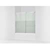 Sliding bath door, 56-3/4" H x 56-1/4 - 59-5/8" W with heavy 5/16" thick Crystal Clear glass with privacy band