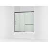 Sliding bath door, 56-3/4" H x 56-1/4 - 59-5/8" W with heavy 5/16" thick Crystal Clear glass