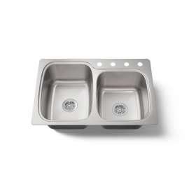 33" top-/undermount double-bowl kitchen sink