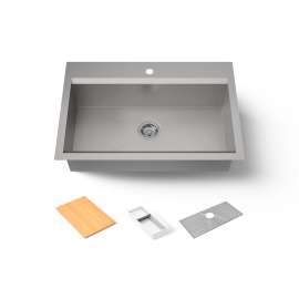 33" top-/undermount single-bowl workstation kitchen sink