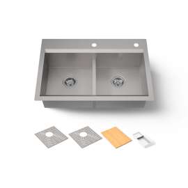 Smart Divide(R) 33" top-/undermount double-bowl workstation kitchen sink