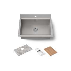 27" top-/undermount single-bowl workstation kitchen sink