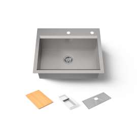 27" top-/undermount single-bowl workstation kitchen sink