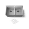 33" top-/undermount double-bowl kitchen sink