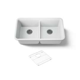 33-1/2" undermount double-bowl kitchen sink