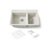 33" top-mount double-bowl workstation kitchen sink