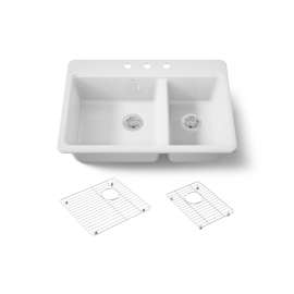 33" top-mount double-bowl kitchen sink