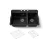 33" top-mount double-bowl kitchen sink