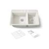 33" top-mount double-bowl workstation kitchen sink