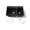 33" top-mount double-bowl workstation kitchen sink