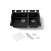 33" undermount double-bowl workstation kitchen sink