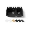 33" undermount double-bowl workstation kitchen sink