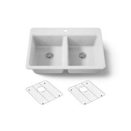 33" top-mount double-bowl kitchen sink