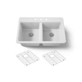 33" top-mount double-bowl kitchen sink