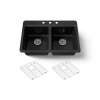 33" top-mount double-bowl kitchen sink