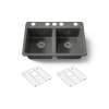 33" undermount double-bowl kitchen sink