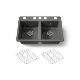 33" undermount double-bowl kitchen sink