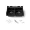 33" undermount double-bowl workstation kitchen sink