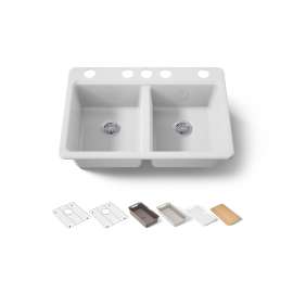 33" undermount double-bowl workstation kitchen sink