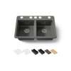 33" undermount double-bowl workstation kitchen sink