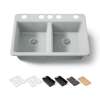 33" undermount double-bowl workstation kitchen sink