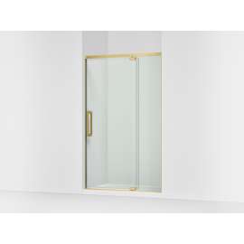 76" H pivot shower door with 5/16"-thick glass