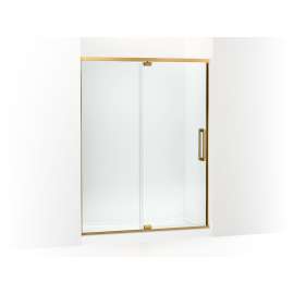 76" H pivot shower door with 5/16"-thick glass