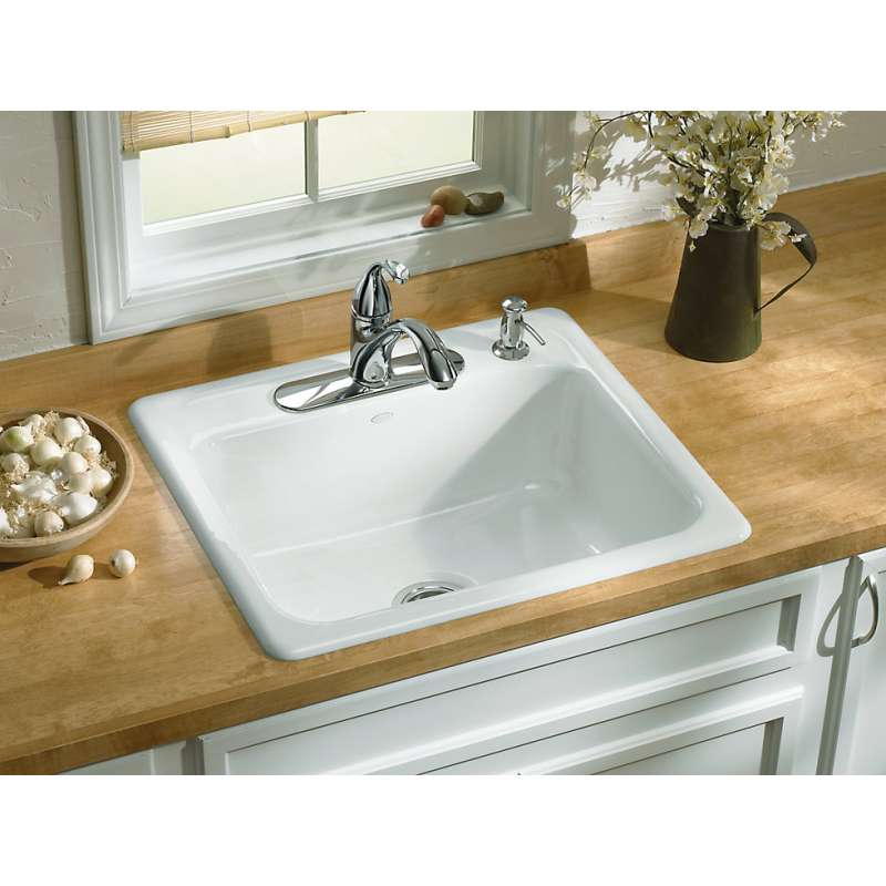 25in X 22in X 8 3 4in Drop In Single Bowl Kitchen Sink With 4 Faucet Holes In Almond