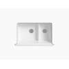 Whitehaven K-6427-7 Self-Trimming Smart Divide 35-11/16in X 21-9/16in X 9-5/8in Under-Mount Large/Medium Double-Bowl Kitchen Sink with Tall Apron in Black Black