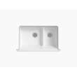 Whitehaven K-6427-7 Self-Trimming Smart Divide 35-11/16in X 21-9/16in X 9-5/8in Under-Mount Large/Medium Double-Bowl Kitchen Sink with Tall Apron in Black Black