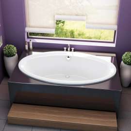 Tympani 72 x 42 Acrylic Drop-in Center Drain Bathtub in White