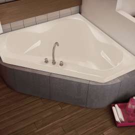 Tryst 59 x 59 Acrylic Corner Center Drain Bathtub in White